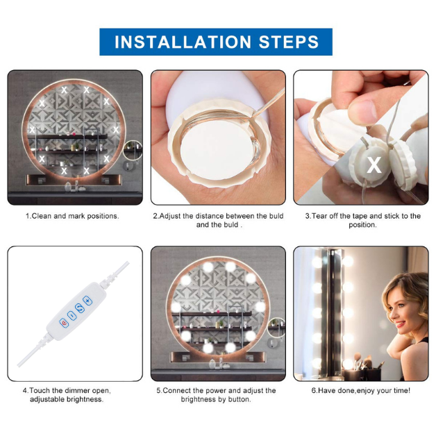 Vanity Mirror Lights | 3 Color Changing with Brightness Control USB Operated