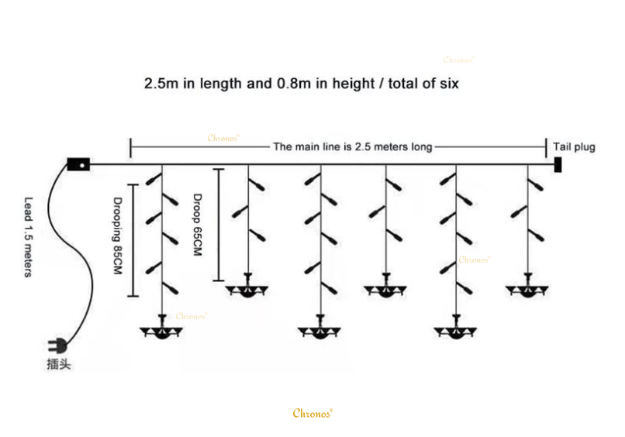 Mini Chandelier Curtain Lights | 6 Chandeliers | Warm White LED