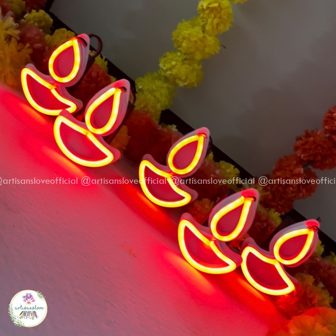 Wireless Neon Diya Light Diwali Desidiya - Set of 5