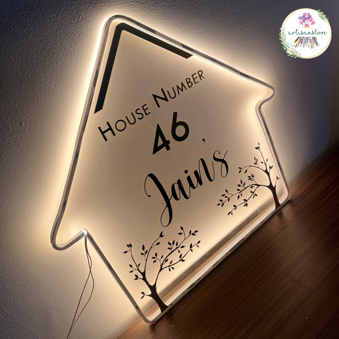 House shaped LED name plate