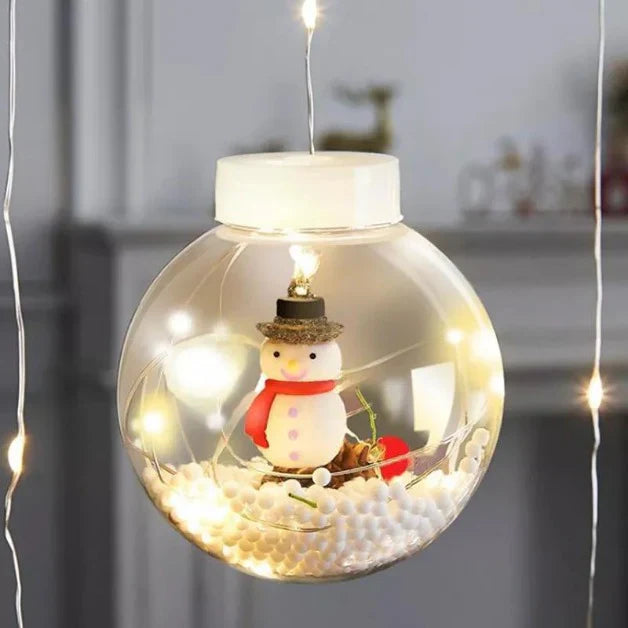 Snowman Wish Ball Curtain Lights | 10 Wish Balls | Warm White LED
