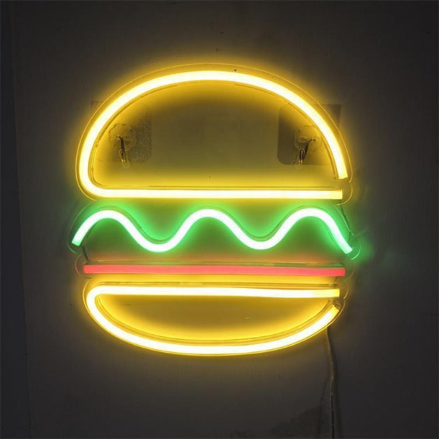 Burger Neon Sign Light Wall Hanging | USB Operated