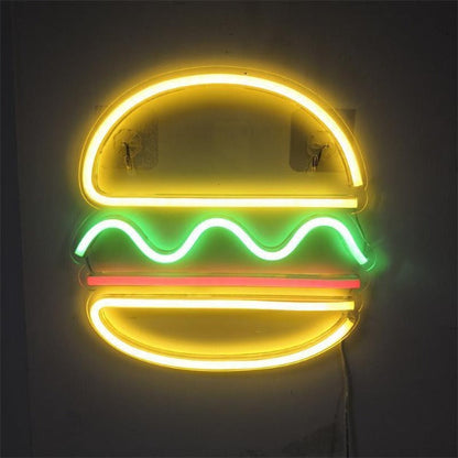 Burger Neon Sign Light Wall Hanging | USB Operated