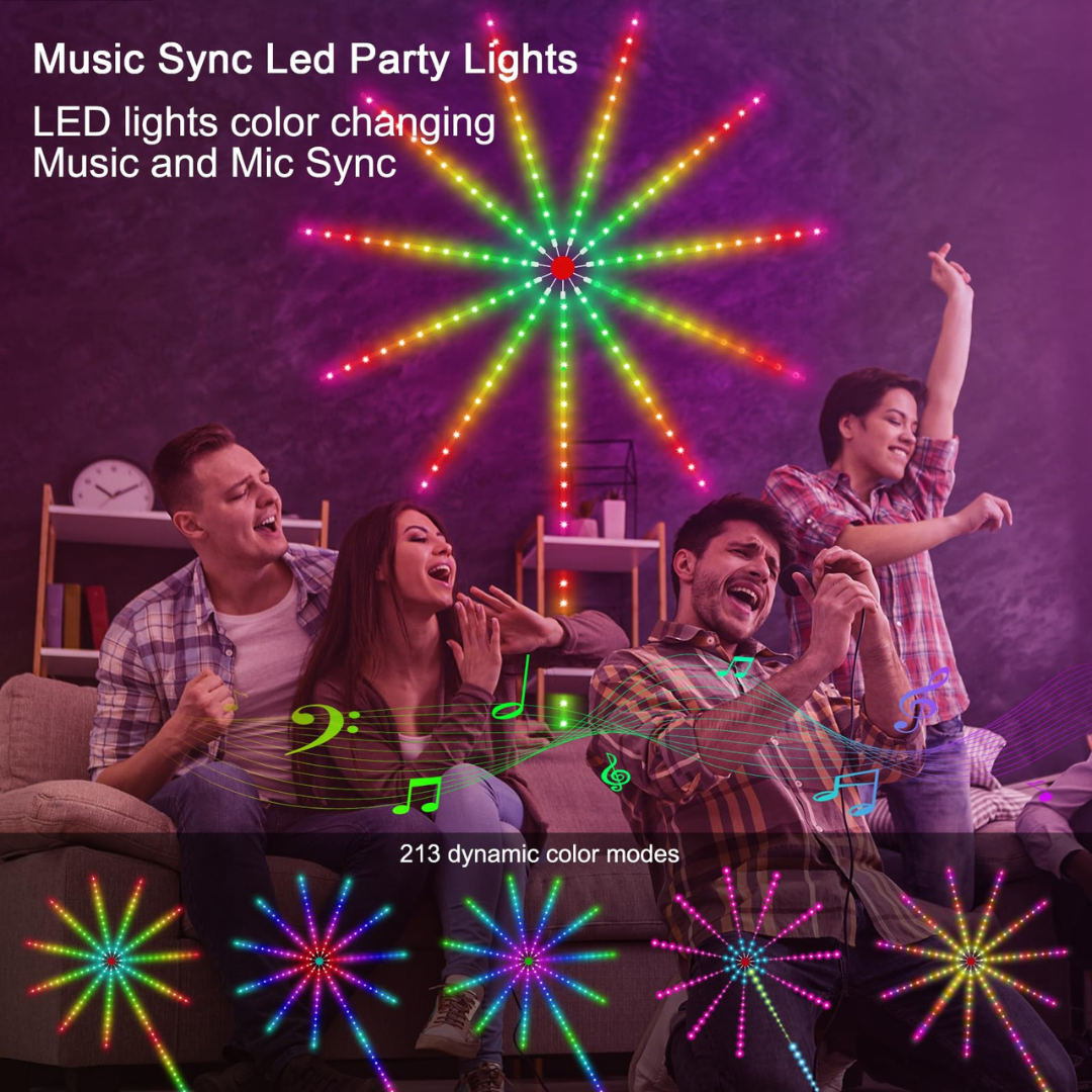 Smart RGBIC LED Firework Lights | Music Sync | App & Remote Control - Ganpati Decoration