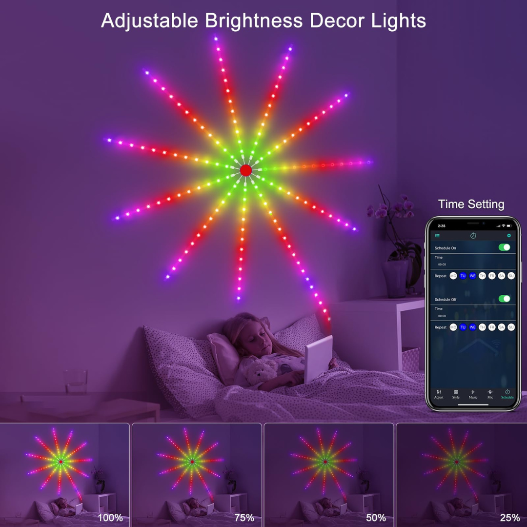 Smart RGBIC LED Firework Lights | Music Sync | App & Remote Control - Ganpati Decoration