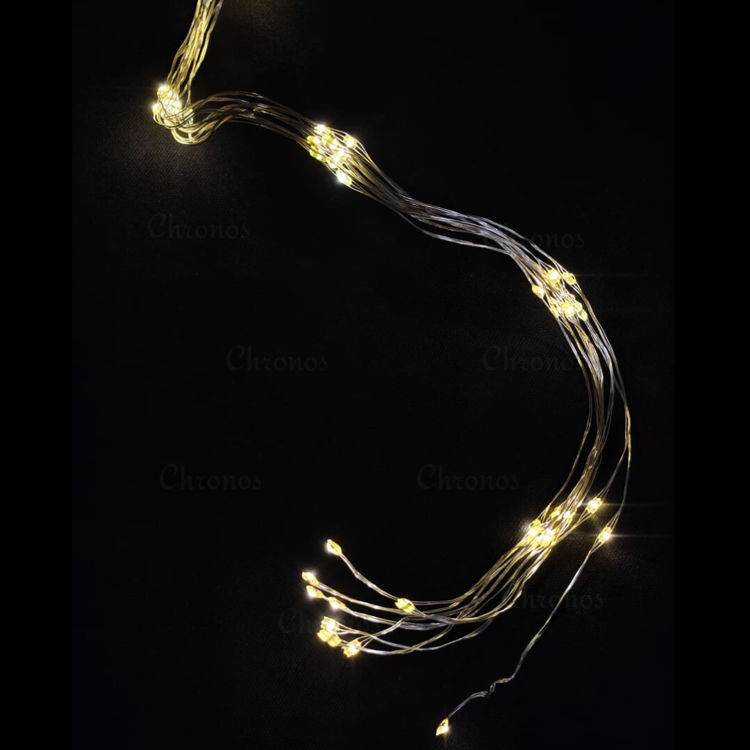 Copper Wire Fairy LED Lights with Waterfall Effect | Battery Operated | 8 Function Remote Control | Warm Warm