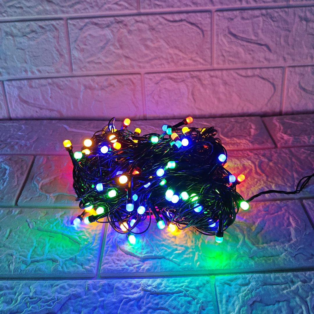 Black Wire Fancy LED Series String Lights | 8mm Multi LED