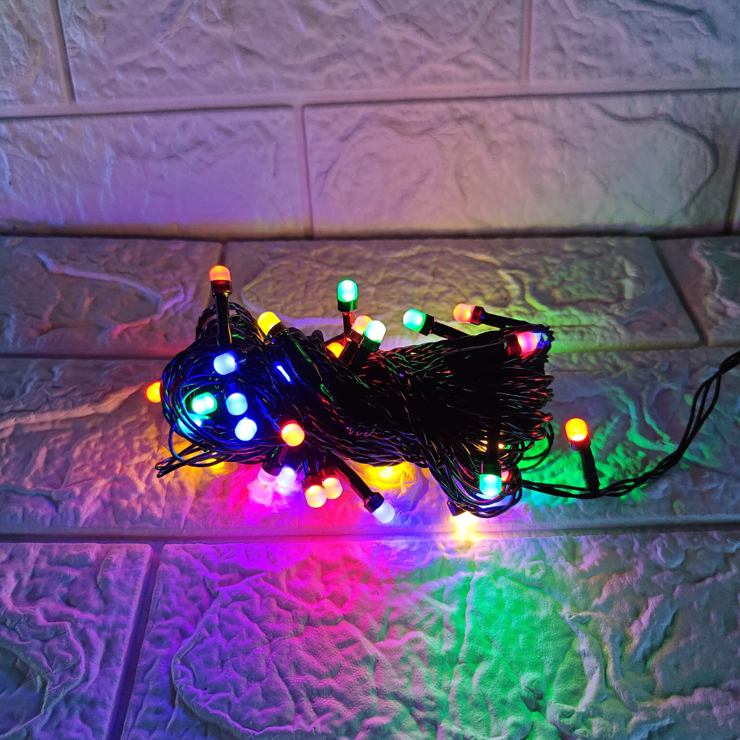 Black Wire Fancy LED Series String Lights | 8mm Multi LED