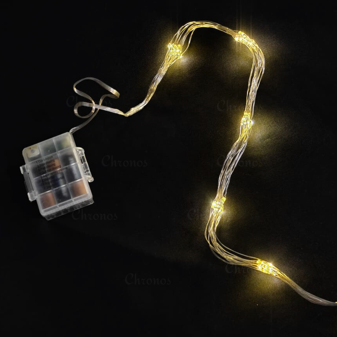 Copper Wire Fairy LED Lights with Waterfall Effect | Battery Operated | 8 Function Remote Control | Warm Warm