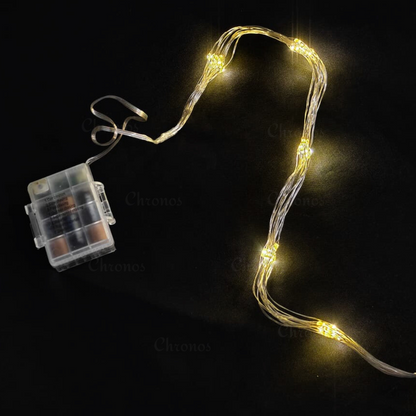 Copper Wire Fairy LED Lights with Waterfall Effect | Battery Operated | 8 Function Remote Control | Warm Warm