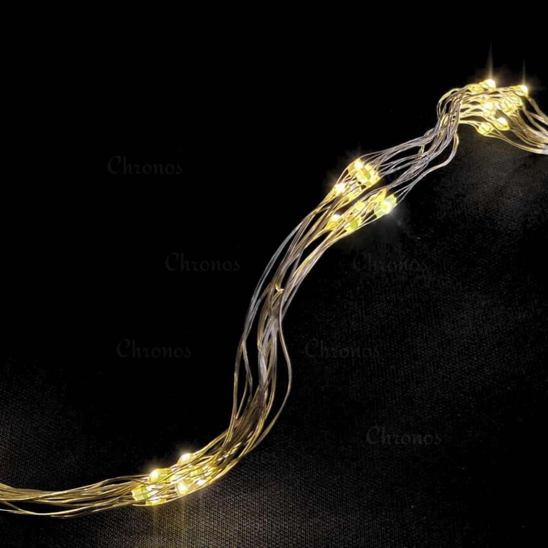 Copper Wire Fairy LED Lights with Waterfall Effect | Battery Operated | 8 Function Remote Control | Warm Warm