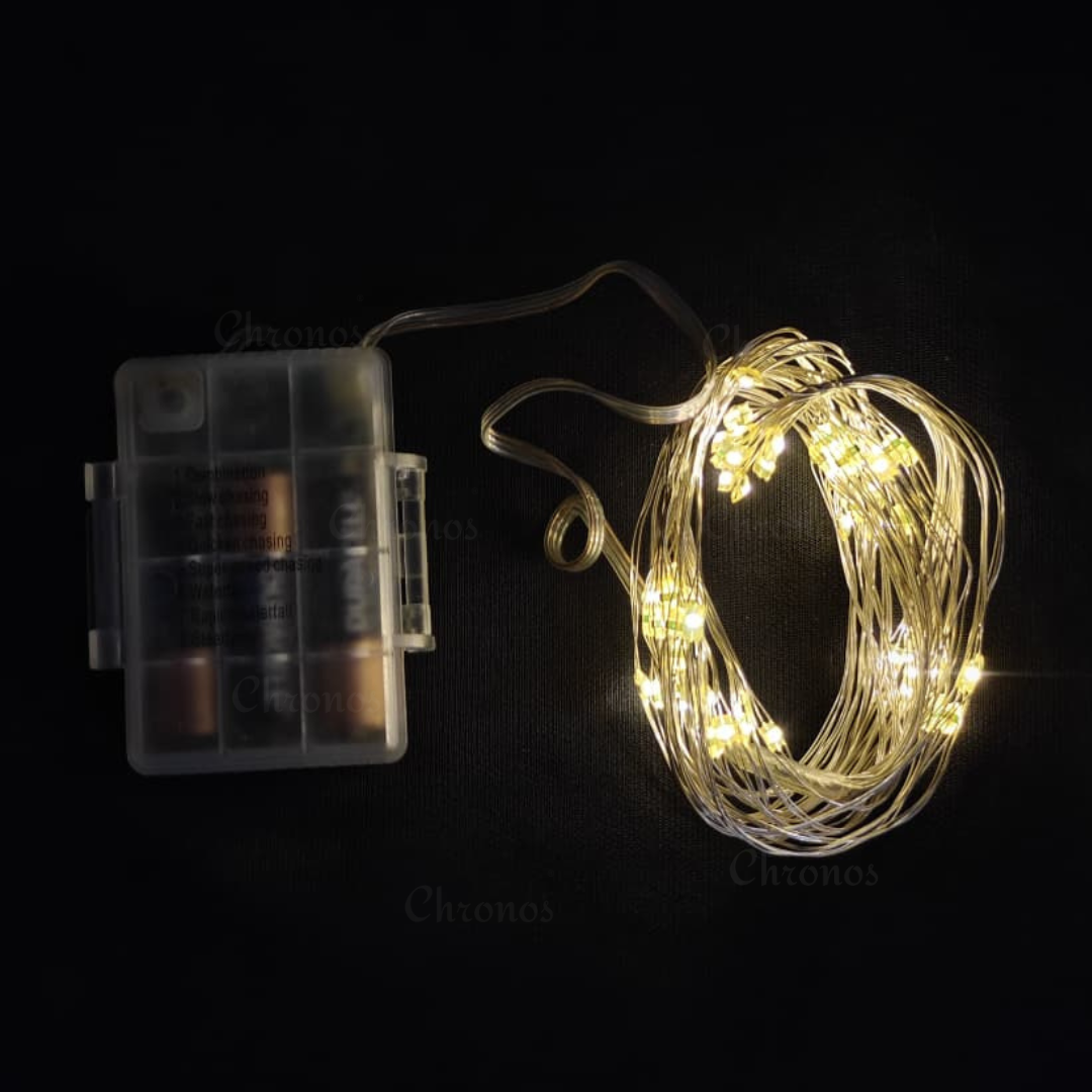 Copper Wire Fairy LED Lights with Waterfall Effect | Battery Operated | 8 Function Remote Control | Warm Warm