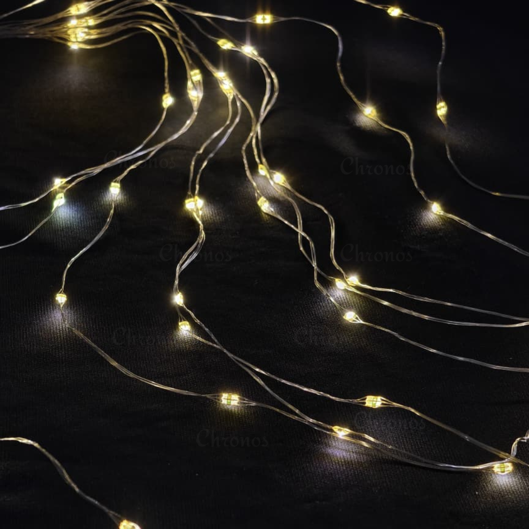 Copper Wire Fairy LED Lights with Waterfall Effect | Battery Operated | 8 Function Remote Control | Warm Warm
