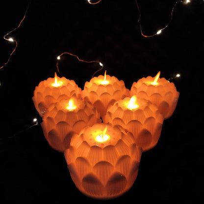 Lotus LED Moving Wick Candle | Warm White | Pack of 6