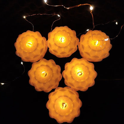 Lotus LED Moving Wick Candle | Warm White | Pack of 6