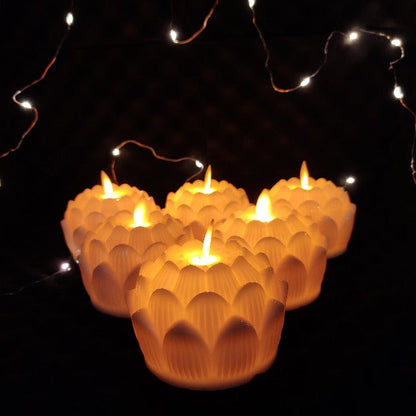 Lotus LED Moving Wick Candle | Warm White | Pack of 6