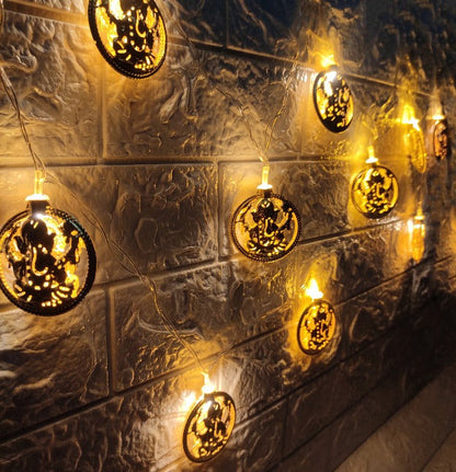 Ganpati Metal String Lights | Amber Yellow LED | Ganpati Decoration