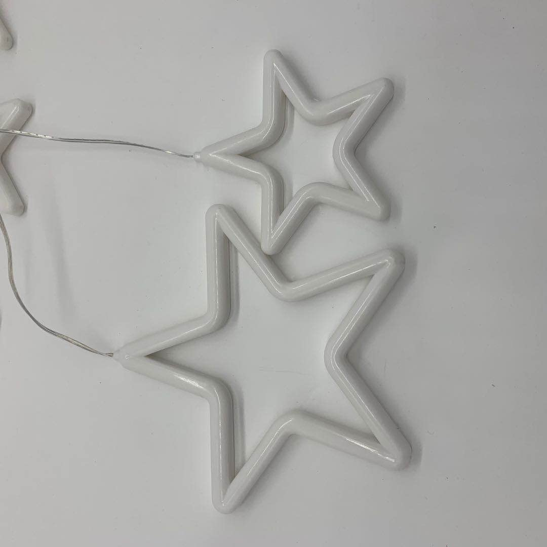 Neon Star Curtain Lights - 9 Stars | Warm White
