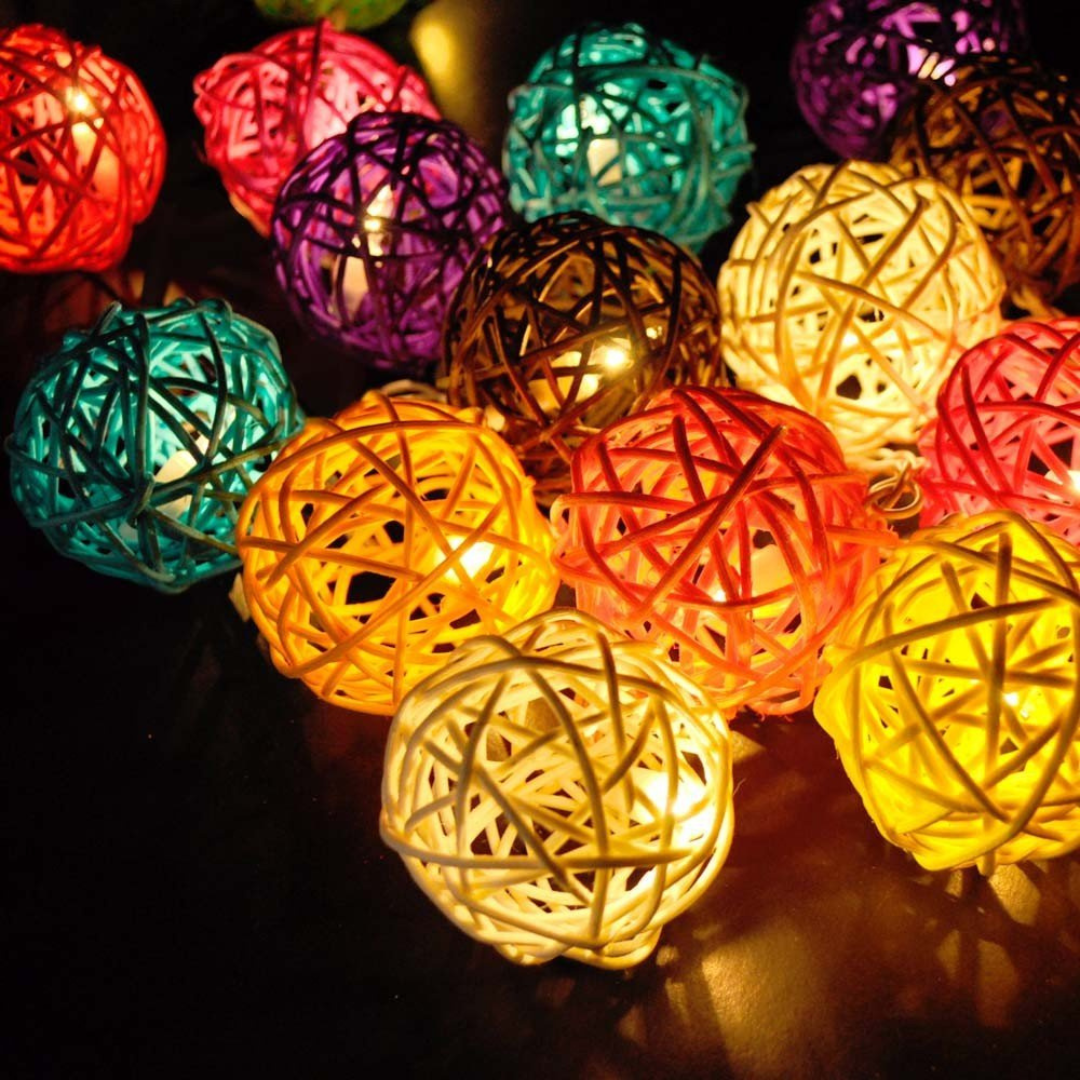 LED Rattan Ball String light