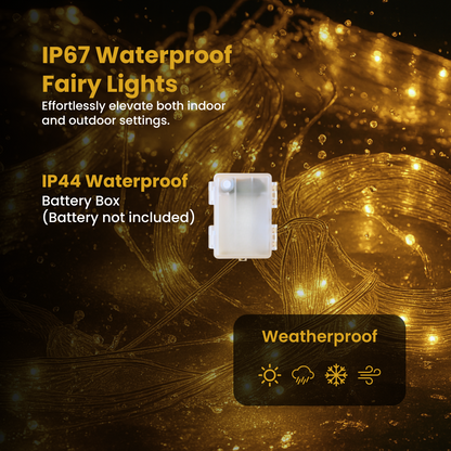 Copper Wire Fairy LED Lights with Waterfall Effect | Battery Operated | 8 Function Remote Control | Warm Warm