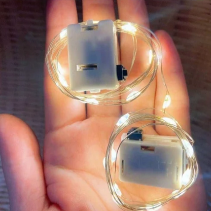 3 Function Fairy LED String Lights - Button Battery Operated - Warm White