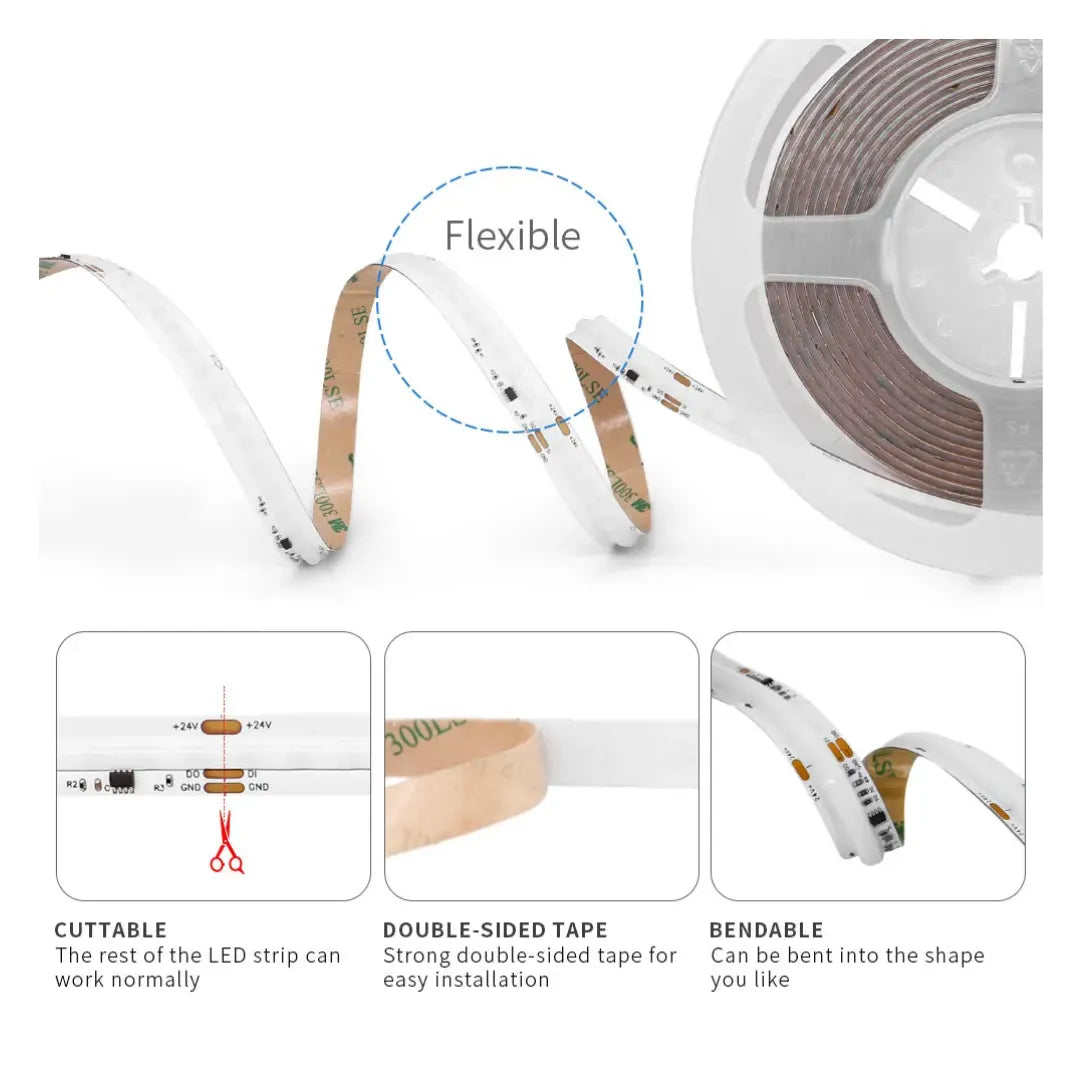 8mm COB Dotless LED Strip Lights - Warm White - 320 LEDs per meter