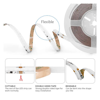 8mm COB Dotless LED Strip Lights - Warm White - 320 LEDs per meter