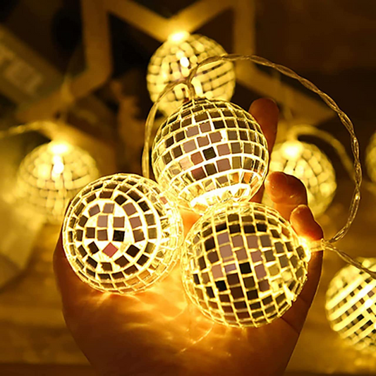 LED Disco Ball Mirror String Light | Warm White