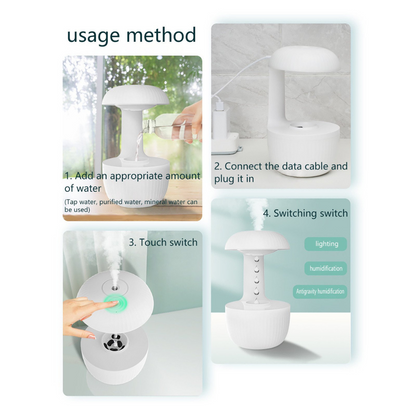 Anti Gravity Water Droplet Humidifier Cool Mist Lamp - 500ml - Warm White LED