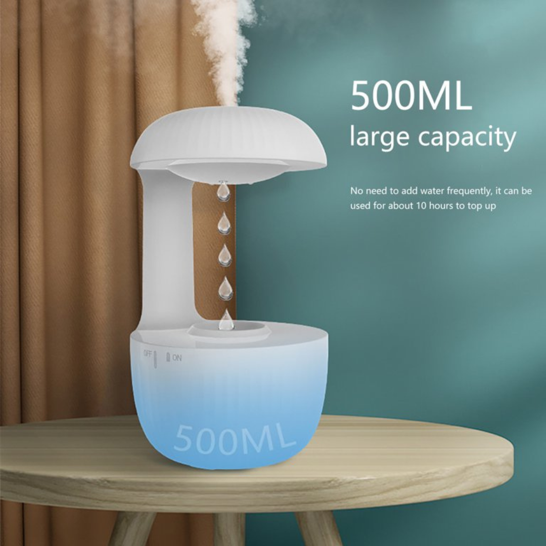 Anti Gravity Water Droplet Humidifier Cool Mist Lamp - 500ml - Warm White LED