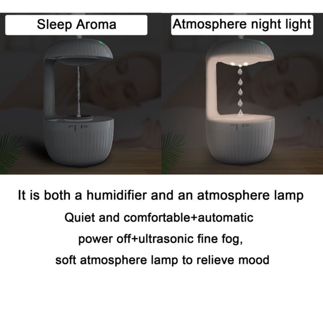 Anti Gravity Water Droplet Humidifier Cool Mist Lamp - 500ml - Warm White LED