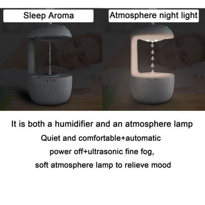 Anti Gravity Water Droplet Humidifier Cool Mist Lamp - 500ml - Warm White LED