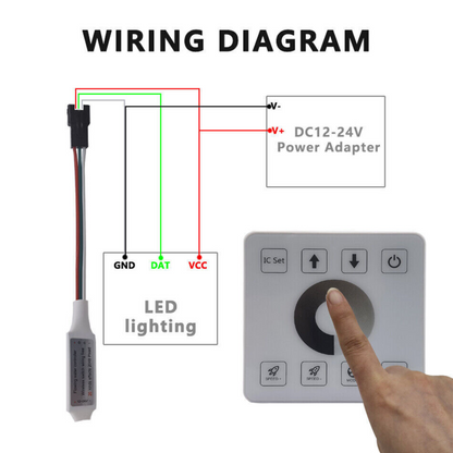 Running Flowing Water Wireless Controller with Touch Panel 8 Key for LED Running Strip Lights WS2811