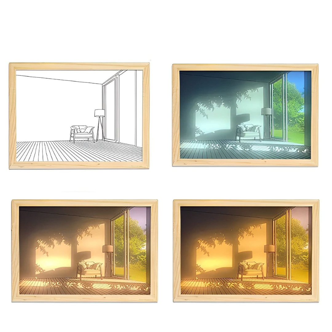 LED Light Up Painting Wall Art Frame - USB Rechargeable | 3 Color Lights