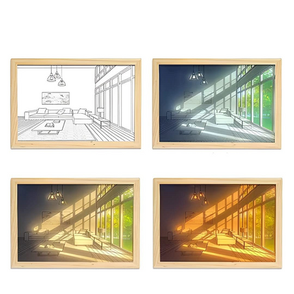 LED Light Up Painting Wall Art Frame - USB Rechargeable | 3 Color Lights