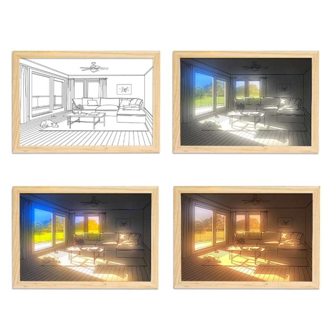 LED Light Up Painting Wall Art Frame - USB Rechargeable | 3 Color Lights