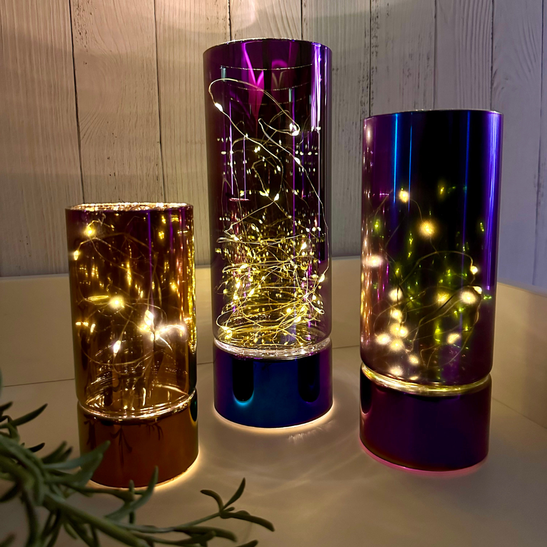 Glass Table Lamps with Fairy Lights | Open Top Glass