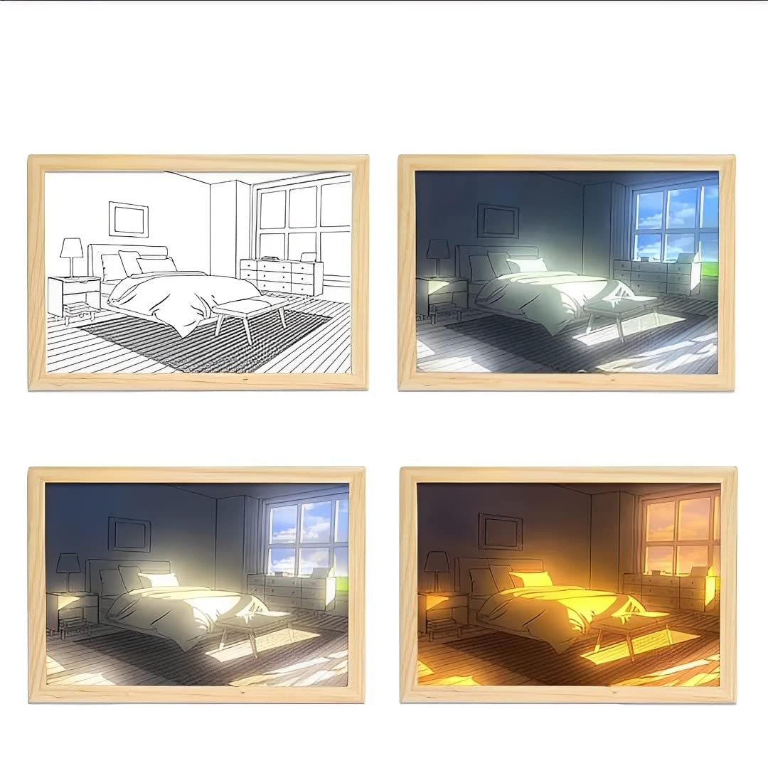 LED Light Up Painting Wall Art Frame - USB Rechargeable | 3 Color Lights