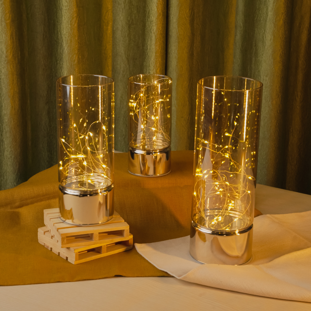 Glass Table Lamps with Fairy Lights | Open Top Glass