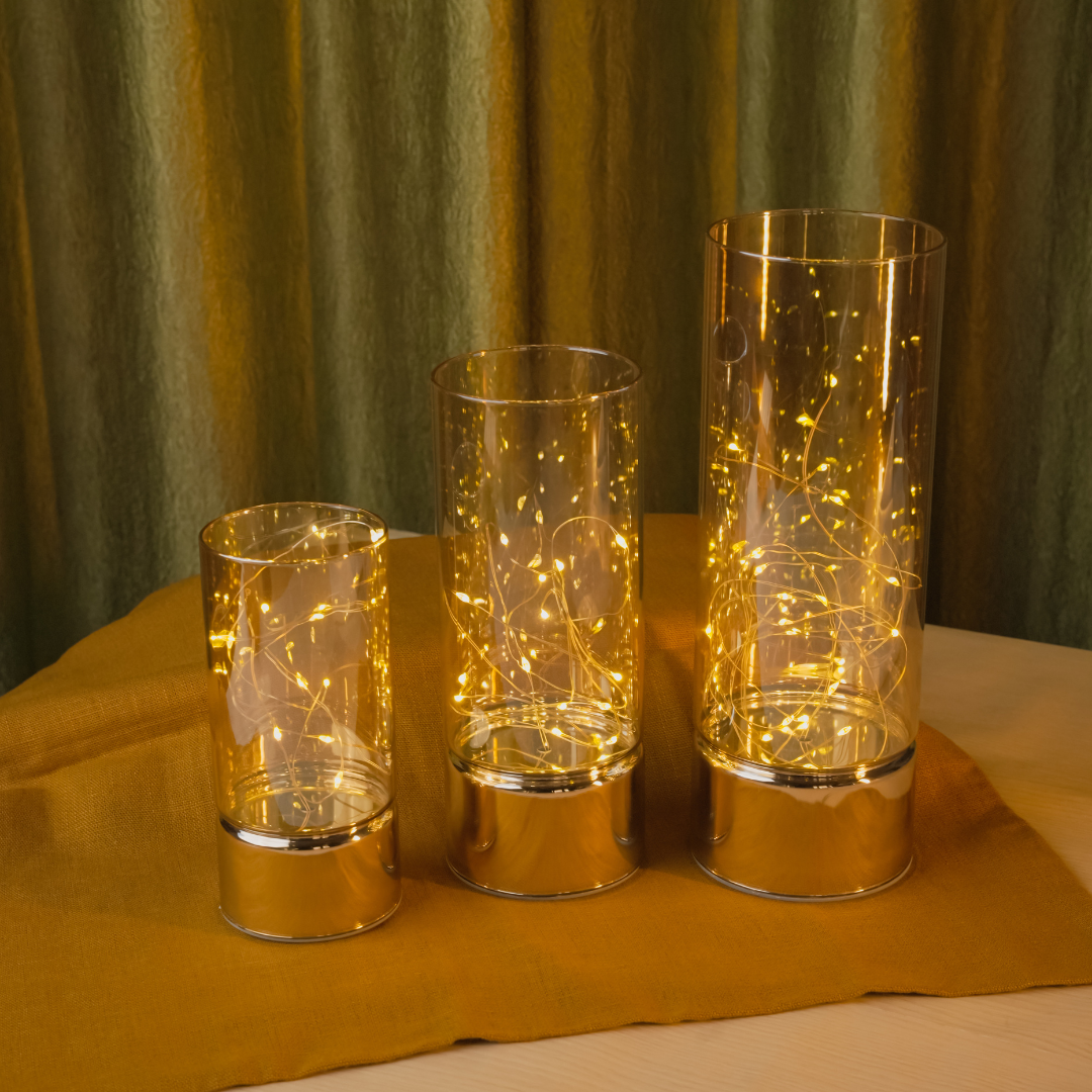 Glass Table Lamps with Fairy Lights | Open Top Glass
