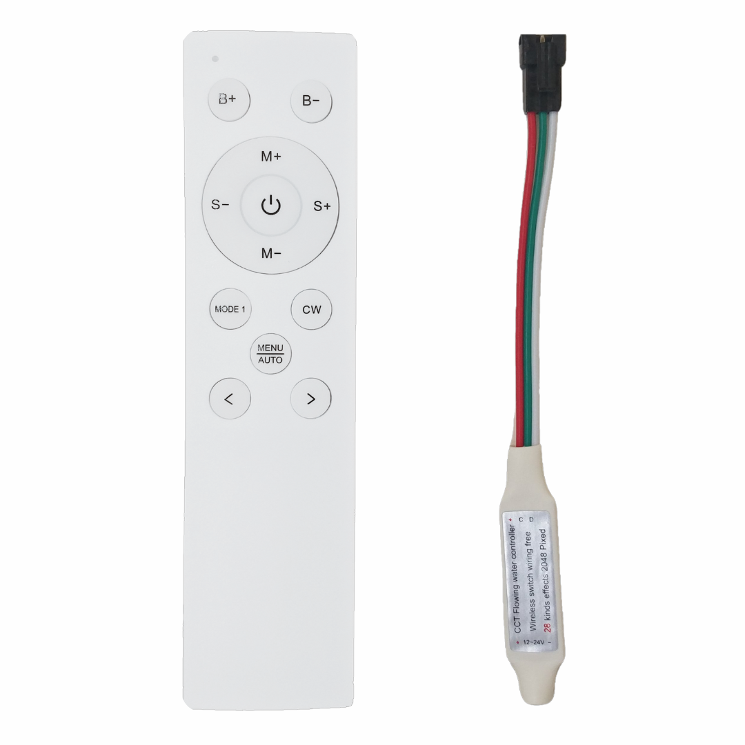 CCT Tunable + Running Strip Light Controller 12Key Wireless RF Remote For 24V WS2811