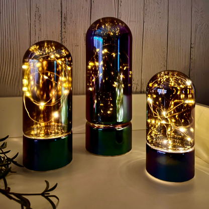 Glass Table Lamps with Fairy Lights | Bell Jar Top