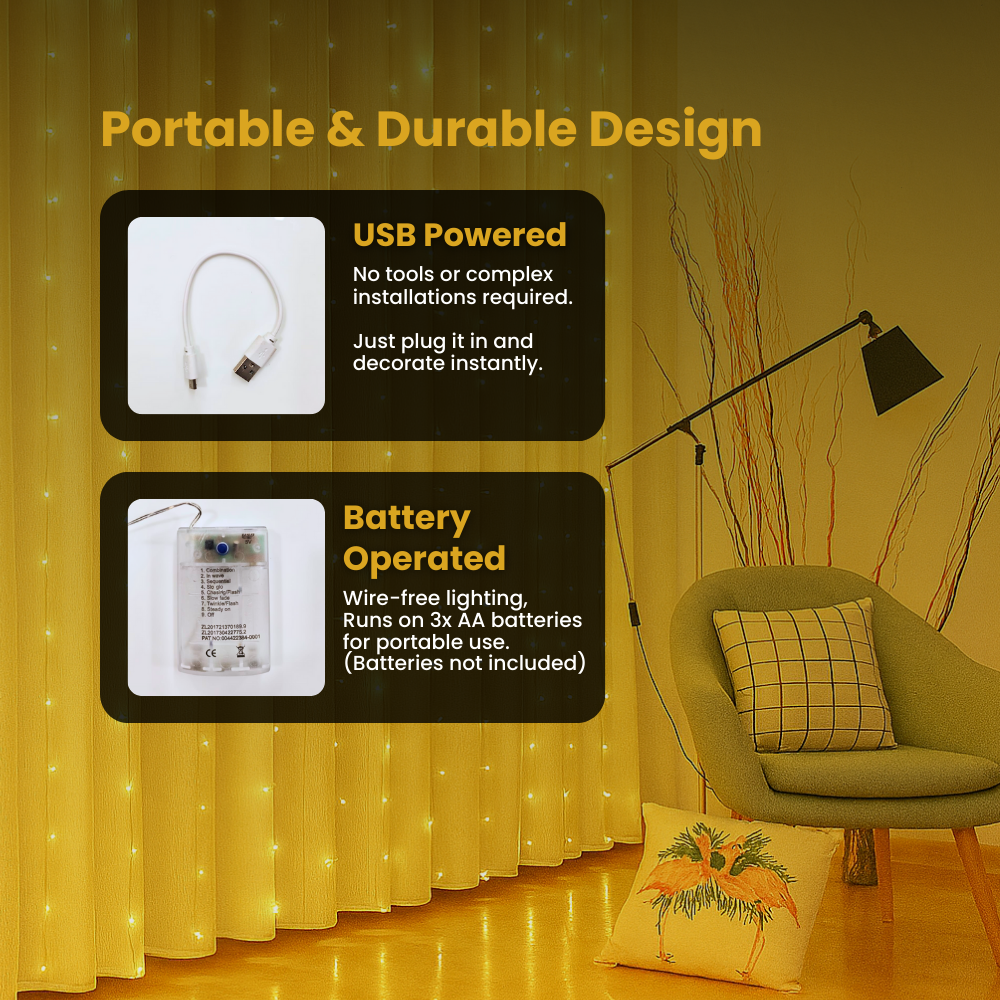 Copper Wire Fairy LED String Lights - USB Operated | 8 Function Remote Control | Multi
