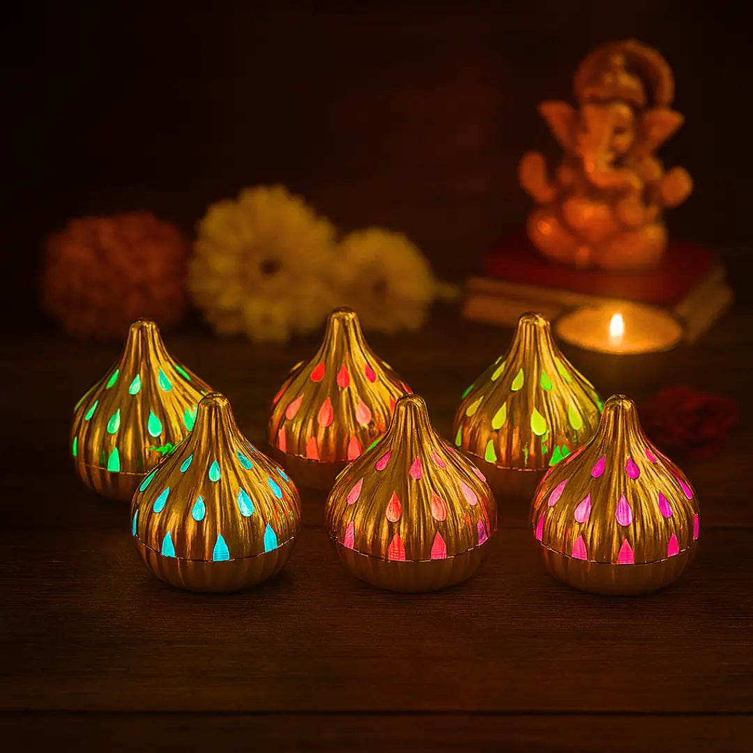 LED Modak Shaped Light - Multicolor Flickering | Battery Operated | Perfect for Ganesh Chaturthi, Diwali & Festive Decor