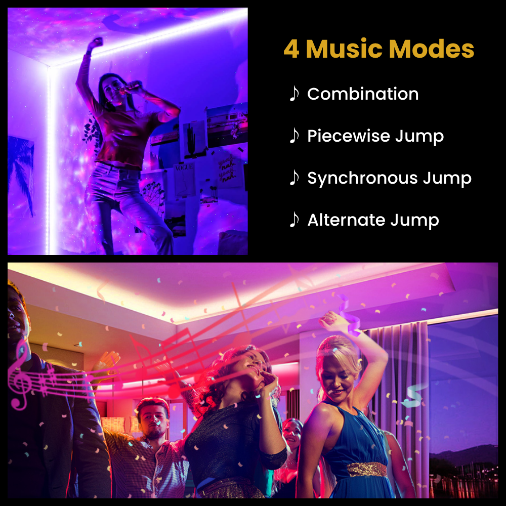 Music Beats Sync Copper Wire Fairy LED String Lights - 3AA Battery Operated | 12 Function Remote Control | IP44 Waterproof | Warm White