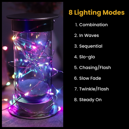Copper Wire Fairy LED String Lights - USB Operated | 8 Function Remote Control | Multi