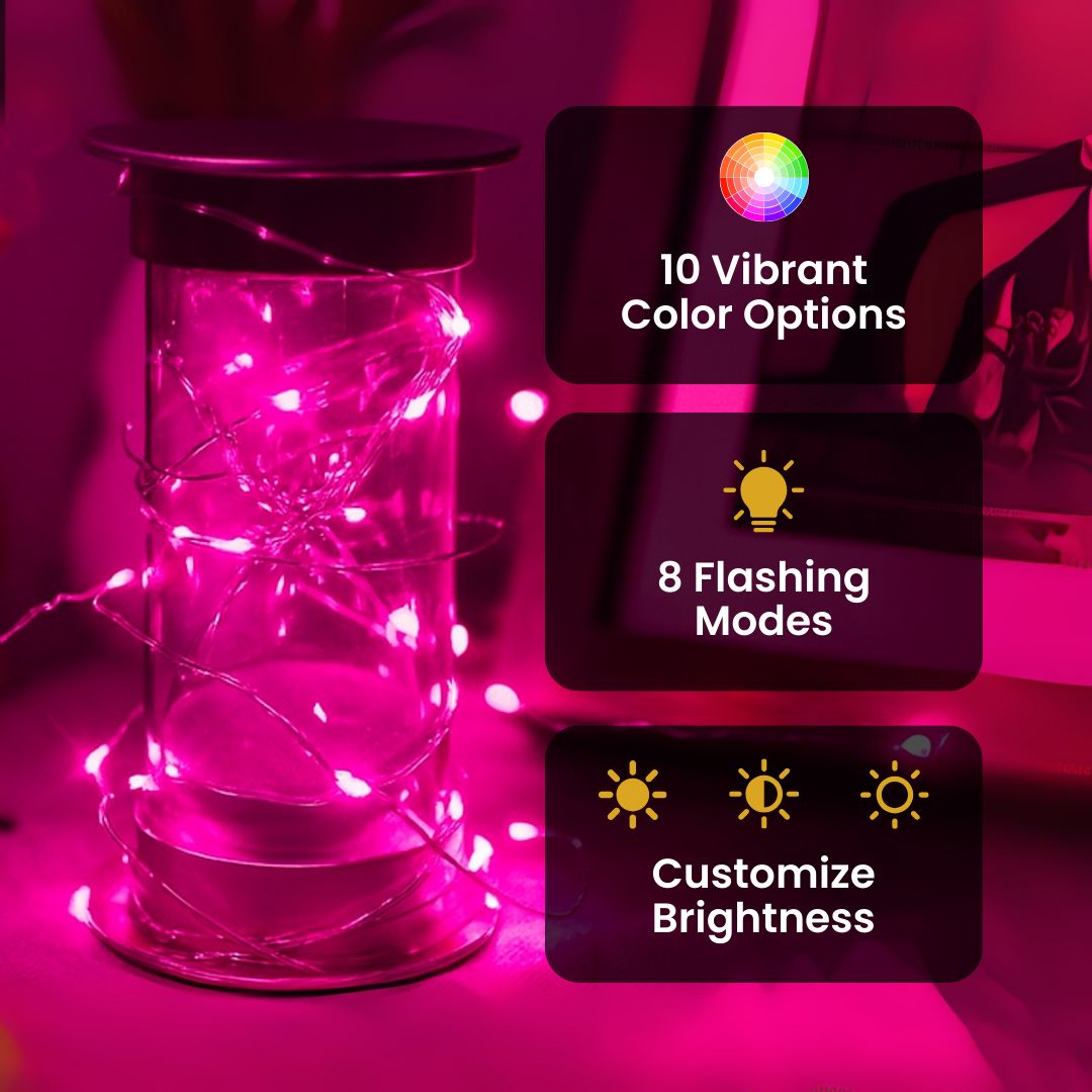 Copper Wire Fairy LED String Lights - 10 Color Changing RGB