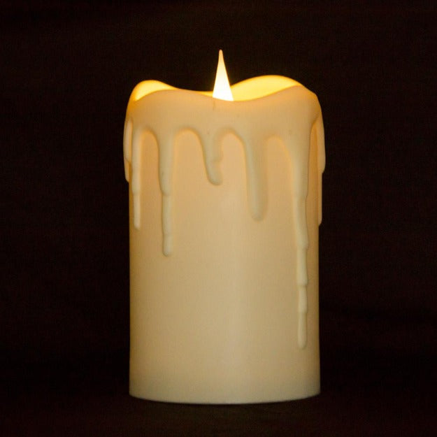 LED 3D Jumping Wick Pillar Candles | Dripping Wax Look