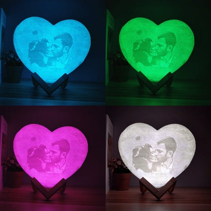 Personalized 3D Heart Shaped Moon Lunar Lamp with Photo and Message Customization