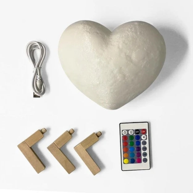 Personalized 3D Heart Shaped Moon Lunar Lamp with Photo and Message Customization